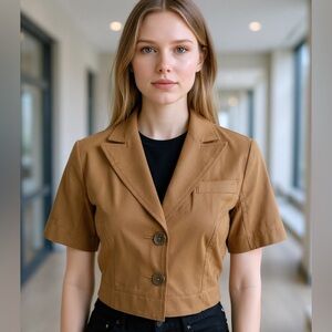 Isaac Mizrahi Brown Cropped Blazer